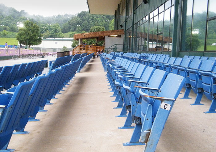 Empty stands at the Mardi Gras racetrack